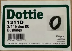 Dottie 1211D 3/4” Nylon K.O. Caja Buje de 100 Envío Rápido Gratis - Imagen 1 de 3