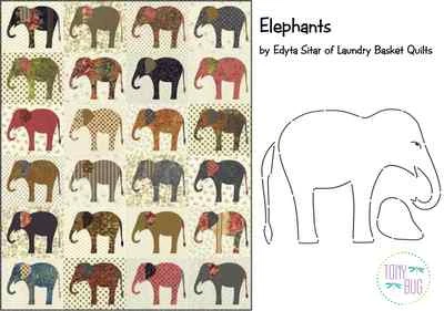Elephants Applique Quilt Pattern & Stencil by Edyta Sitar Laundry Basket Quilts - Image 1 of 4