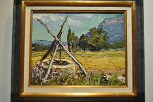 Painting Landscape Provencal Well Mountain Provence Claude Roger Wrestler Hot - Zdjęcie 1 z 13