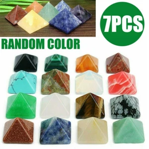 7pcs Natural Chakra Pyramid Quartz Stone Set Reiki Energy Healing Gemstone Gift - Picture 1 of 11