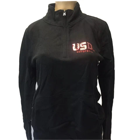 New U of South Dakota Coyotes Mock TurtleNeck 1/4 Zip Sweatshirt Medium Black Cover
