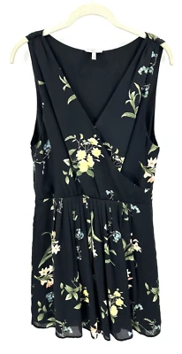 Joie Silk Braydon Dress Womens Size L Floral Black Caviar Wrap Top Pleated Skirt - Image 1 of 4