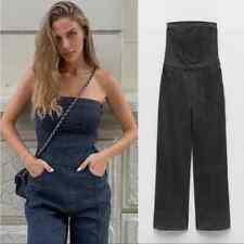 ZARA NEW WOMAN CORSETRY-INSPIRED DENIM JUMPSUIT ANTHRACITE GREY SIZE L 1300/200