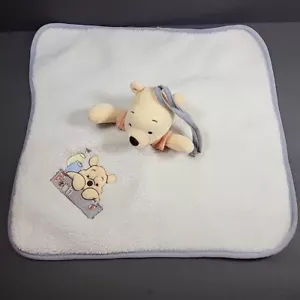 Disney Baby Winnie the Pooh Lovey Security Blanket White Bee Pots Pooh Applique - Picture 1 of 8