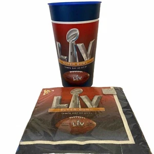Super Bowl LV Luncheon Napkins And 32 Oz Cup. Kansas City V/S Tampa Bay. New - Picture 1 of 9