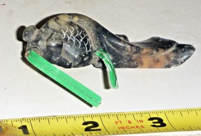 Antiga pedra-sabão esculpida à mão KOI Netsuke ~3"L x 1" L x 1/2" A - Japão - Imagem 1 de 4