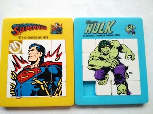 1978 Superman DC Comics & The Incredible Hulk Marvel Comics Sliding Puzzles - Picture 1 of 6