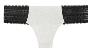Victoria Secret PINK Dot Lace Thong Black Lace Silver Gray sz L - Picture 1 of 1