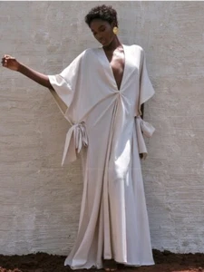 Andrea Iyamah Ivory Gamba Robe Swim Cover Up NWT ONE SIZE LONG - Picture 1 of 8