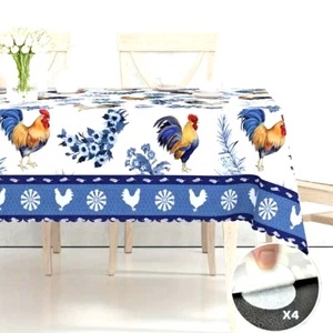 Farmhouse Tablecloth Rooster Floral Design 100% Polyester 60 x 86-in Gift NEW - Picture 1 of 4