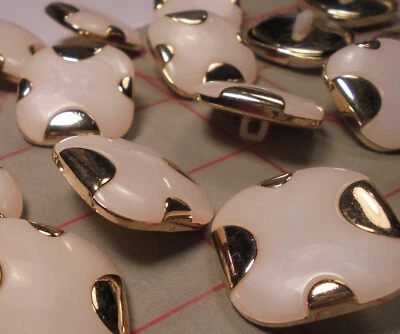 50 Large Square Gold Pearl Plastic Shank 1" Button 4 Golden Flapover Effect #929 - Image 1 of 4