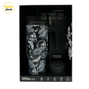 Hydrapeak Voyager Artisan Collection 40 oz Tumbler Skull Straw Lid & Straw NIB - Picture 1 of 4
