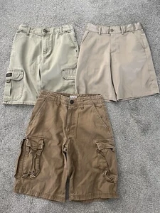 LOT 3 PAIRS BOYS BEIGE / KHAKI SHORTS - CARGO / DRESS / CHINO - SIZE 12 (M) - Picture 1 of 8