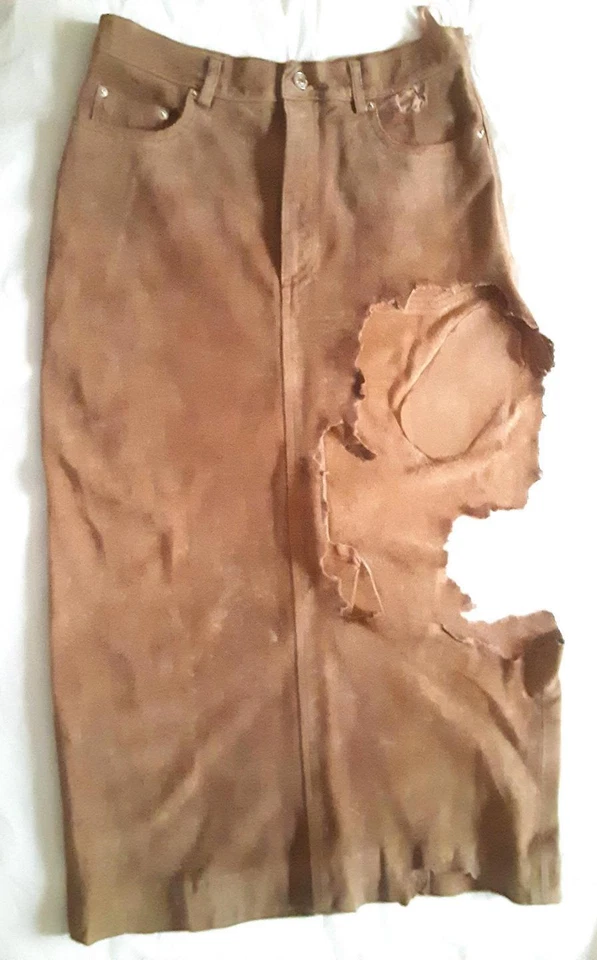 Falda midi de gamuza Ralph Lauren talla 12 dañada para perro masticada para manualidades Foto 1 de 1