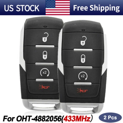 2 FOR 2019 2020 2021 2022 RAM 1500 SMART KEYLESS REMOTE KEY FOB OHT-4882056 4BTN - Image 1 of 4