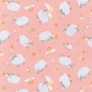RK ~ 58"Wide Minky ~ SRKDY-21327-287 Sheep on Pink ~ per YARD - Picture 1 of 1