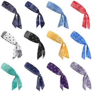 Head Tie Back Headband Sports Headband Sweat Band Hair Sweatband Men Women - Picture 1 of 33