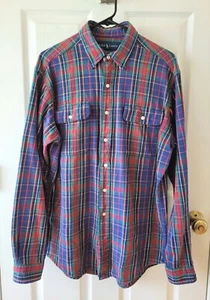 Polo Ralph Lauren Shirt Mens Medium Tartan Plaid Work Shirt Button Down Chore - Picture 1 of 9