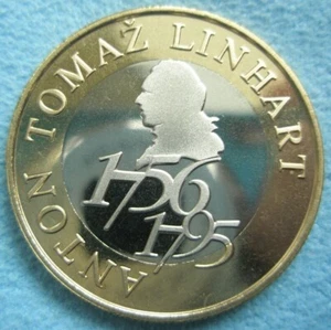 SLOVENIA 500 tolars 2006 PROOF UNC Poet Writer Culture Linhart Bimetalic Scarce - Picture 1 of 2