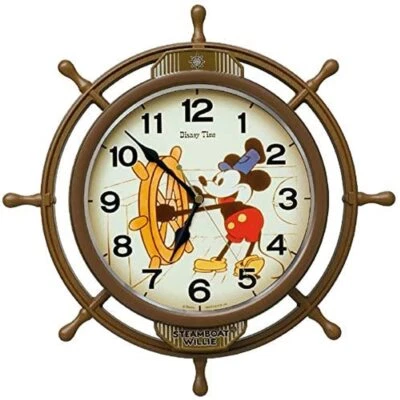 Seiko Wall Clock Old Time Mickey Mouse FW583A Steamboat Willie Disney Plastic - Image 1 of 4