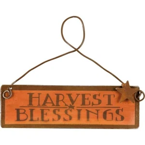 Harvest Blessings Tin Small Hanging Sign Ornament Primitives By Kathy Fall Decor - Picture 1 of 1