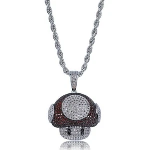 Super Mario Brothers Red Mushroom Pendant Necklace - Luigi Toad Peach Bowser  - Picture 1 of 3