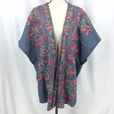 NWT Umgee Embroidered Open Kimono Duster Cardigan S/M Floral - Image 1 of 4