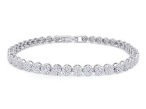1.50ct Cluster Bracelet Natural Round Diamond For Womens 10K Solid Gold - Picture 1 of 20