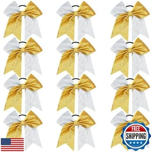 Oaoleer Glitter Hair Bows Set - 12PCS Large Sparkly Ponytail Holders with Ela - Picture 1 of 5