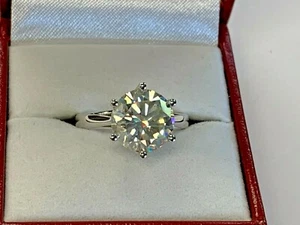 14K WHITE GOLD 3.80ct MOISSANITE BEAUTIFUL ENGAGEMENT RING wbx - Picture 1 of 7