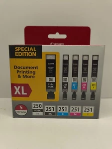 Cartucce di inchiostro originali Canon 250xl colore nero e 251 ciano magenta giallo - Foto 1 di 6