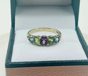 Vintage Multi Eternity Style 9ct Ring - Amethyst, Peridot, Topaz - Picture 1 of 5