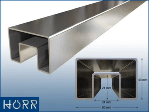 Restposten 2 m Glasleistenrohr 60x40 mm V2A Geschliffen Handlauf 200 cm LED VA - Bild 1 von 1