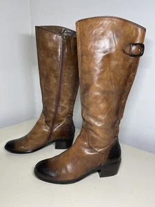 BOTAS DE MONTAR MUJER ARTURO CHIANG BOTAS DE CUERO MARRÓN CON TACHUELAS ALTAS EE. UU. Talla 8,5 M - Imagen 1 de 16