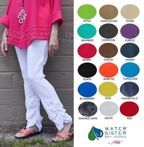 WATERSISTER Cotton Gauze RUTHI Ruched Slim Pant 1(S/M) 2(L/XL)3(1X) oh my COLORS - Picture 1 of 28