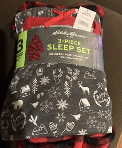 Eddie Bauer 3-Piece Pajama Set Includes Hooded Robe Soft and Cozy Boys 5/6 - Picture 1 of 3