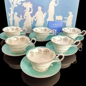 Wedgwood Psyke Cup Saucer 6 Boxes Peony From Japan - Picture 1 of 9