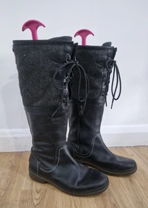 UGG Kniehohe Stiefel 5,5 Schwarz Damen Lammfell Leder Wasserdicht Elsa Reiten - Bild 1 von 12