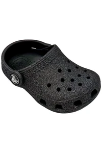 Crocs Toddler Girl's Classic Glitter Clog Black - Picture 1 of 3