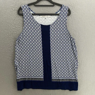 Camiseta sin mangas Max Studio para mujer XL azul cuello redondo elástica geométrica informal Foto 1 de 4