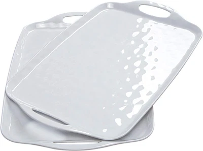 Serving Tray with Handles, Large Rectangle Melamine Serving Platter Set of 2, Pu - Image 1 of 4