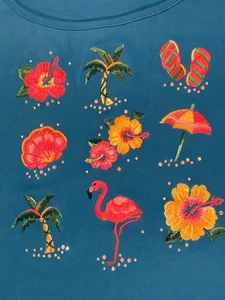 Quacker Factory Top Gr. 1X "Get This Party Started" #A644978 türkis 3/4 Slv - Bild 1 von 6