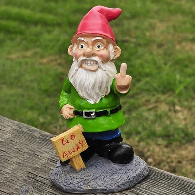 Dedo Medio Jardín Gnomo Divertido Exterior Estatua Patio Arte Escultura Estatuilla Regalo Foto 1 de 4