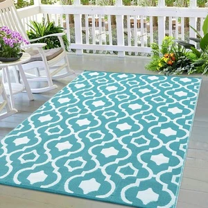 Outdoor Rugs Patio Mat Reversible RV Camping Rug (5'x'8, 6'x9', 8'x10', 9'x12') - Picture 1 of 34