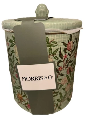 MORRIS & CO. Зеленая Цветочная Фруктовая Мешковина-Выглядит Керамическая Хлопковая Баночка с Крышкой НОВАЯ ТРУДНО НАЙТИ - Изображение 1 из 2