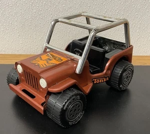 Vintage 1980s TONKA Brown Copper Pressed Steel Jeep Eagle Decal Toy Vehicle 6” - Picture 1 of 5