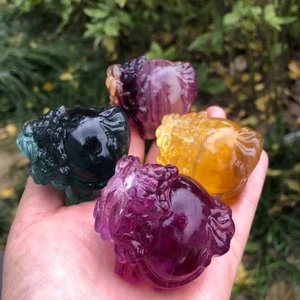 1 pieza Color Natural Fluorita Cuarzo Tallado Dragón Tortuga Calavera Cristal Reiki Decoración - Imagen 1 de 9