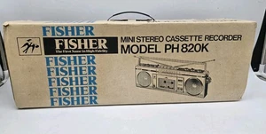 Vintage GOLD Fisher PH 820K Portable Tape Deck Speaker, Boombox Japan RARE BOX + - Picture 1 of 20