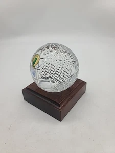 Vintage  Waterford Crystal Sphere World Globe Paperweight With Wood Base  - Picture 1 of 4