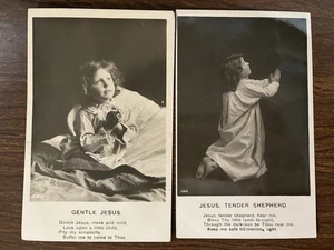 Lot of 2 Bamforth Postcards ~ Gentle Jesus & Jesus, Tender Shepherd ~ RPPC - Picture 1 of 5